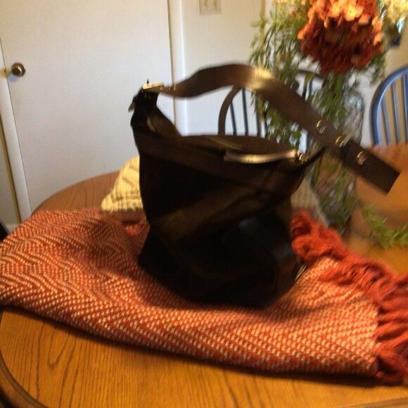 Banana Republic Chocolate suede large bag with brown leather  Not Vegan - Picture 2 of 7